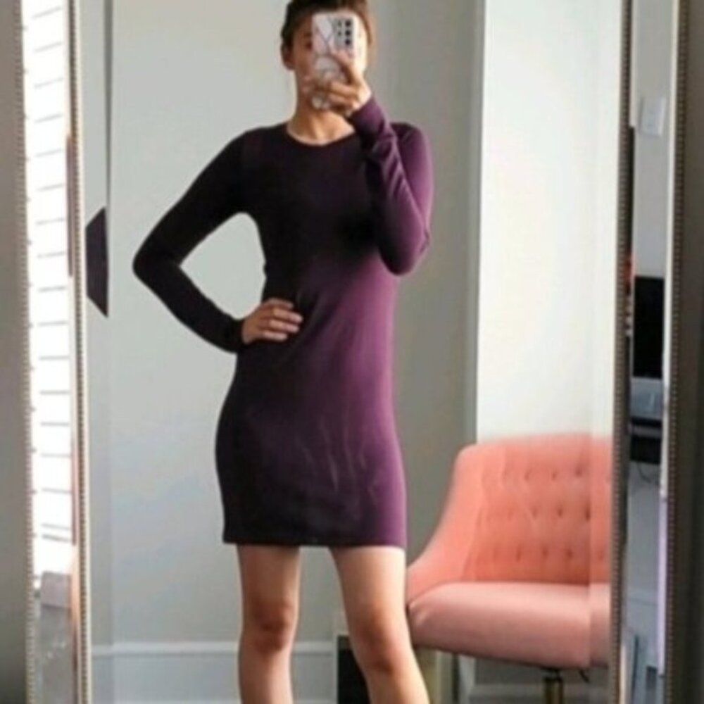 Aritzia Wilfred cut out plum long sleeve dress